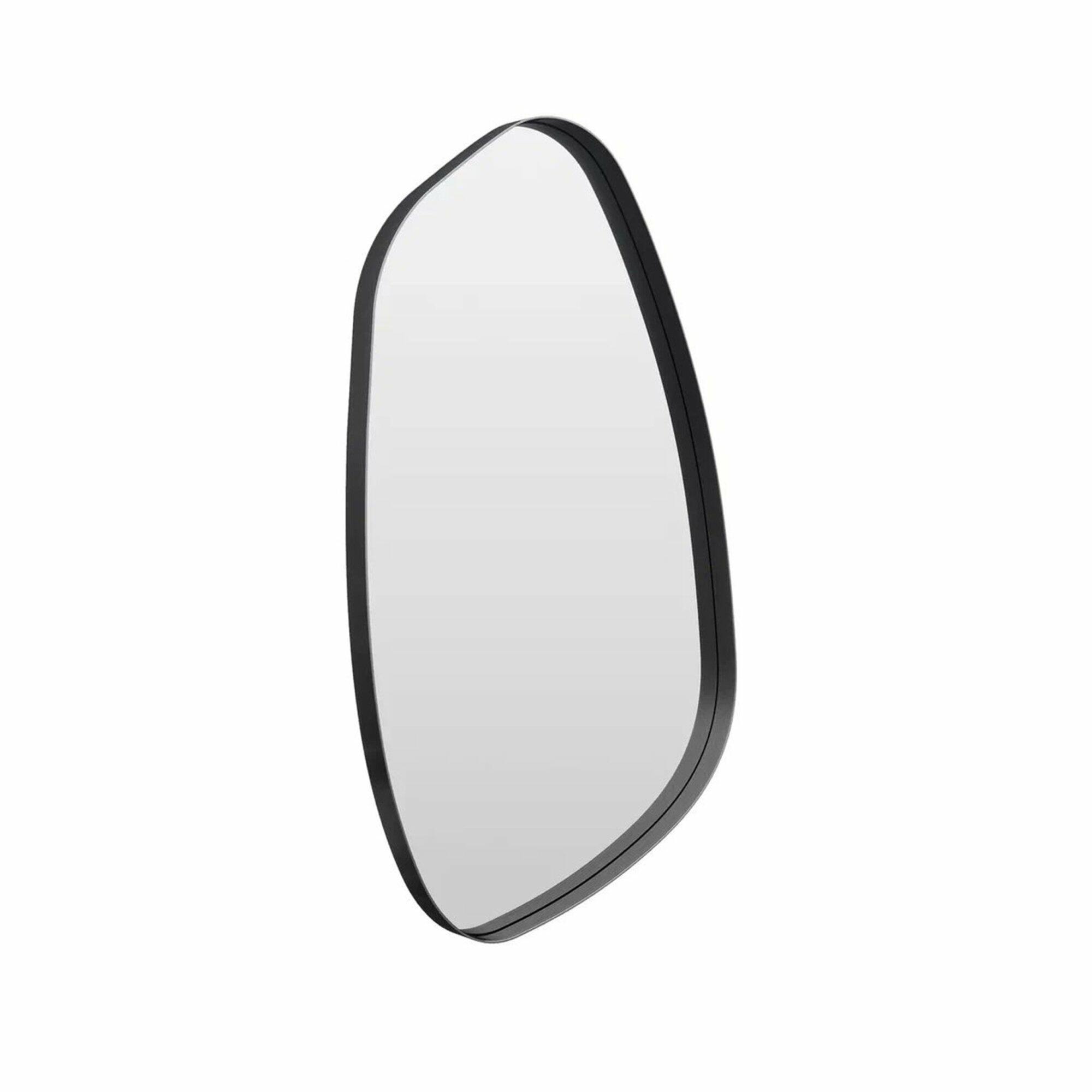 Овальное зеркало в металлической черной раме