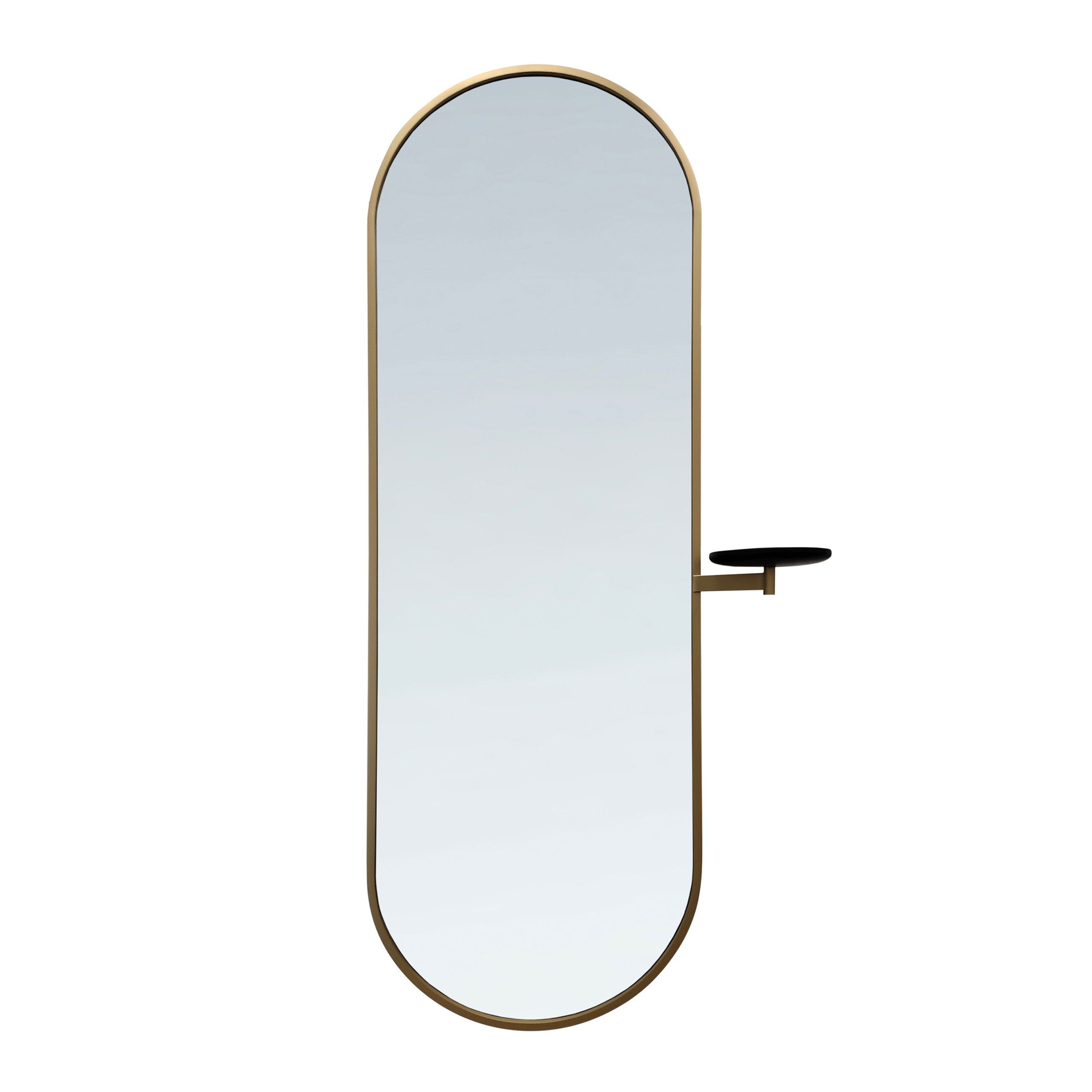 Овальное зеркало в металлической раме с полочкой