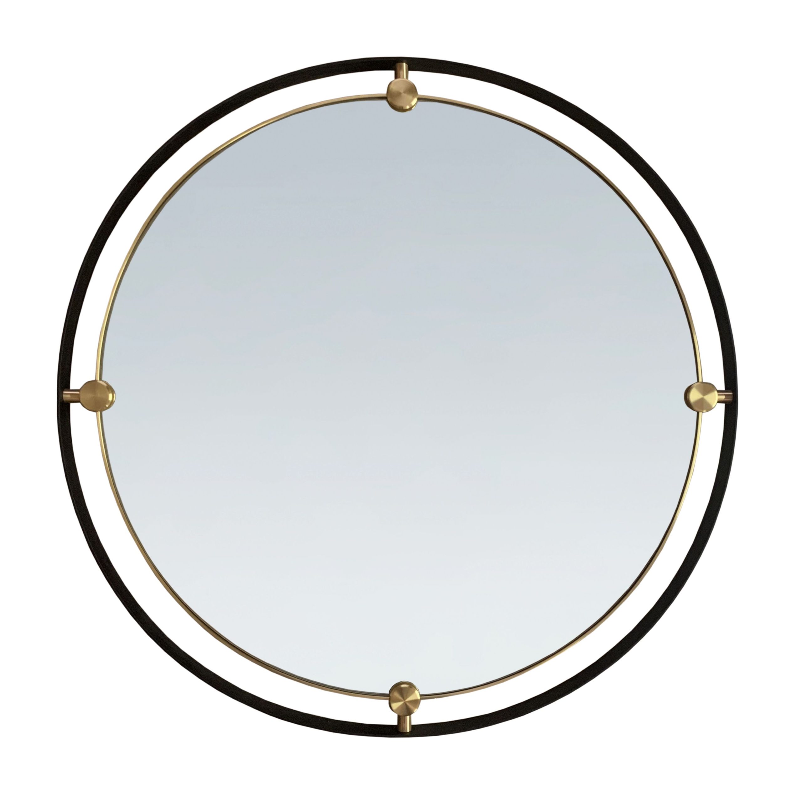 Круглое зеркало в латунными декорами