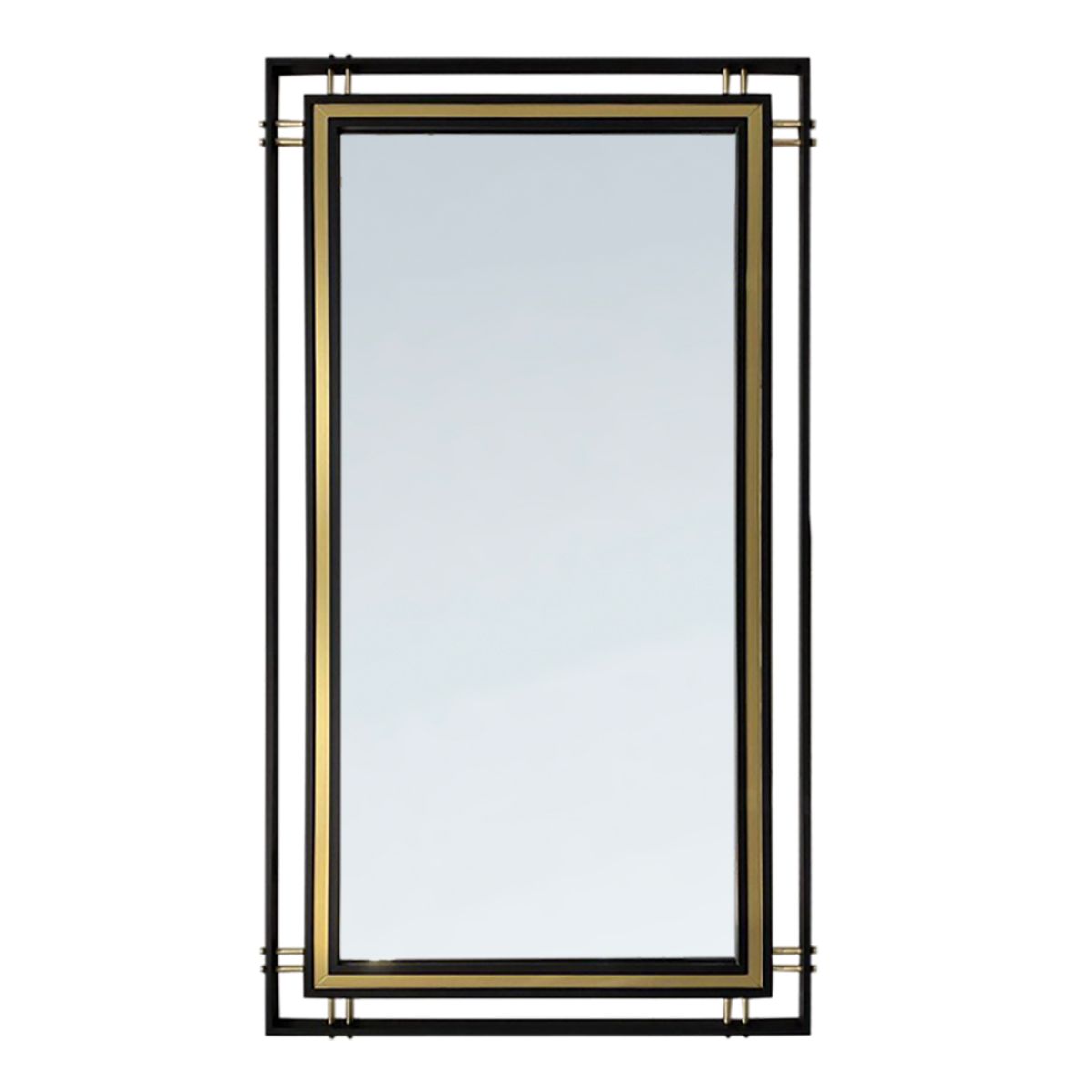 Зеркало в металлической раме с латунными углами