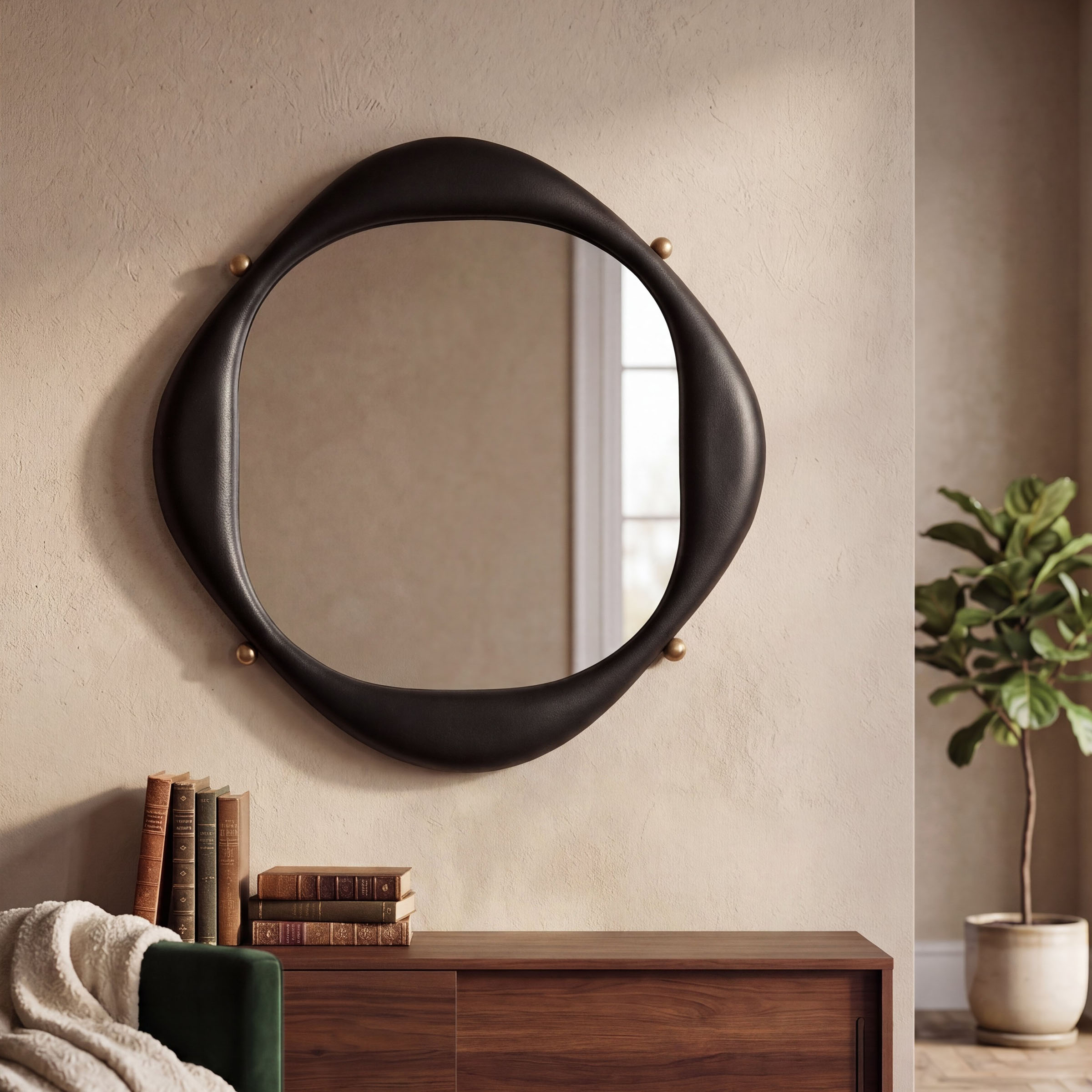 Зеркало в черной раме Пунто